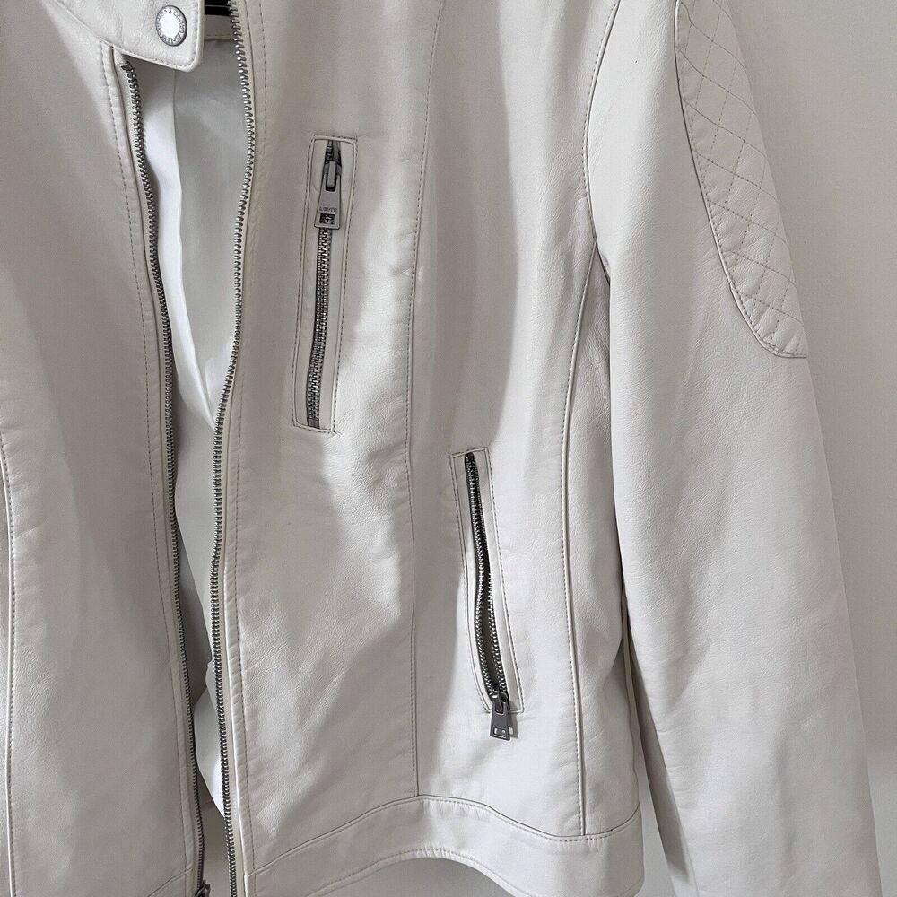 NWT Levi Strauss & Co Women’s Cream Color Faux Leather Motorcycle Jacket… - Picture 5 of 13